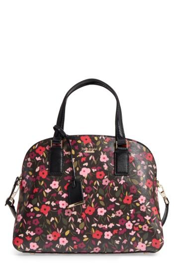 Kate Spade New York Cameron Street Boho Floral- Lottie Leather Satchel - Black