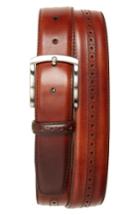 Men's Magnanni Perforated Leather Belt - Cognac