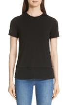 Women's St. John Collection Contrast Hem Jersey Tee, Size X-petite - Black
