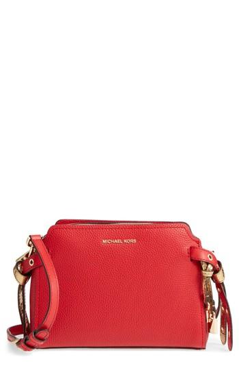 Michael Kors Medium Lenox Leather Messenger Bag - Red