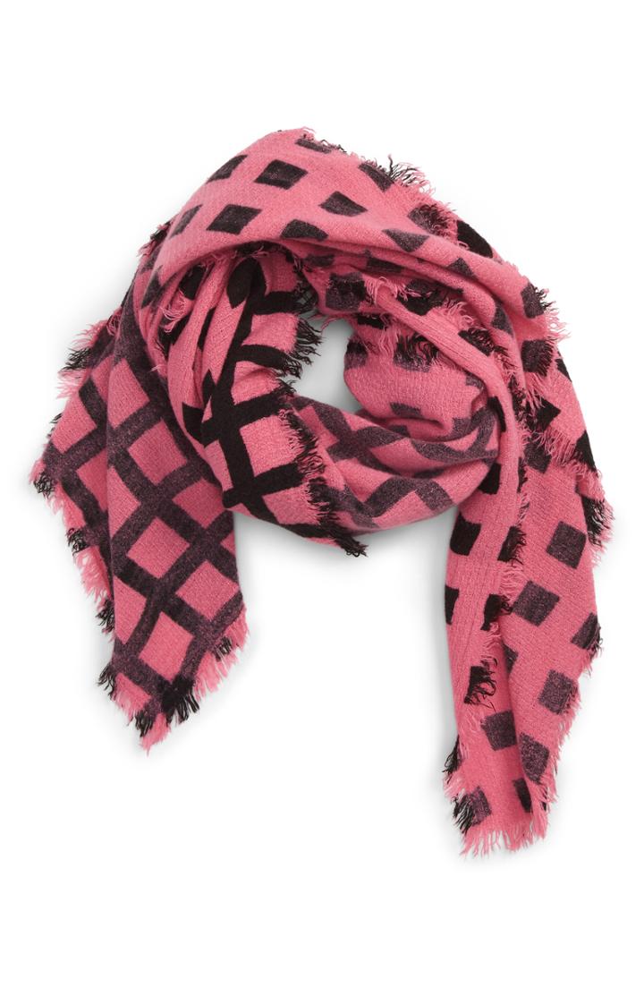 Women's Emanuel Geraldo Bicolor Windowpane Plaid Scarf, Size - Pink