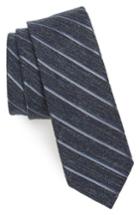 Men's The Tie Bar Pike Stripe Silk Skinny Tie, Size - Blue