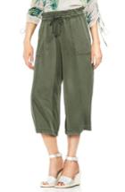 Women's Vince Camuto Tie Waist Wide Leg Crop Pants, Size - Green