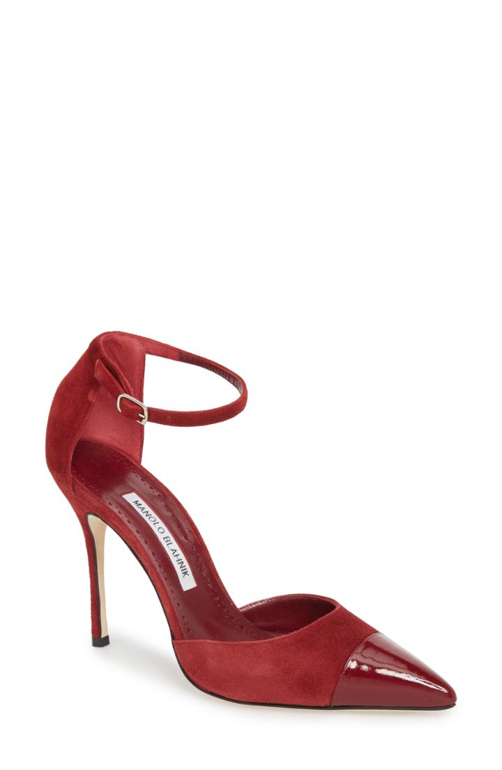 Women's Manolo Blahnik Trova Cap Toe Pump Us / 36eu - Burgundy