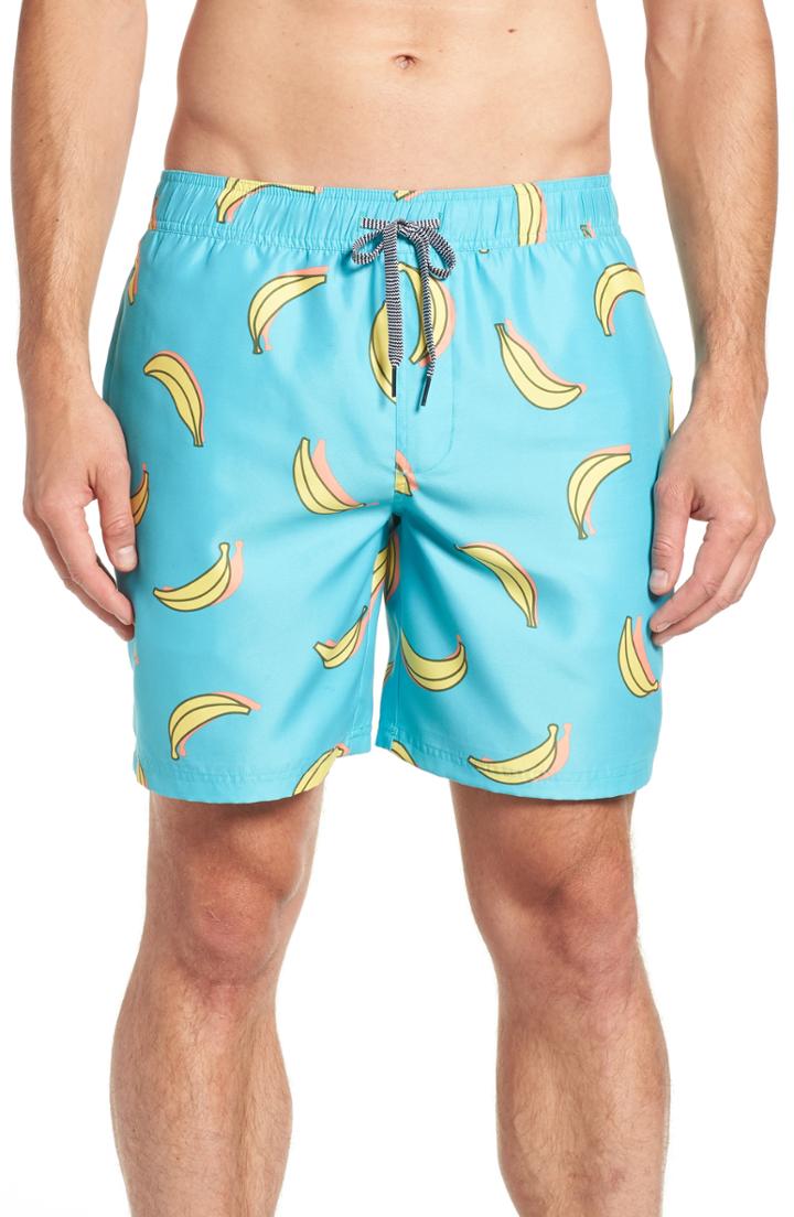 Men's The Rail Print Swim Trunks - Blue/green