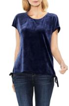 Women's Vince Camuto Side Tie Velour Top, Size - Blue