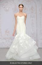 Women's Monique Lhuillier Saffron Strapless Lace & Organza Mermaid Gown, Size In Store Only - White