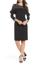 Women's Eliza J Lace Yoke Sheath Dress - Black