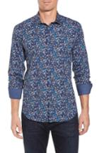Men's Bugatchi Shaped Fit Camera Print Sport Shirt, Size - Blue