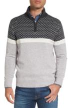 Men's Jeremy Argyle Colorblock Wool Blend Quarter Zip Pullover - Grey