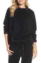Women's Brunette The Label Blonde Embroidered Velour Hoodie - Black