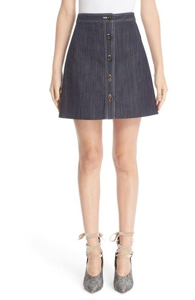 Women's Adam Lippes Stretch Denim Miniskirt