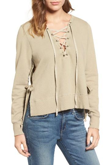 Women's Pam & Gela Lace-up Sweatshirt, Size - Green