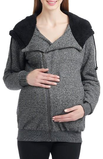 Women's Kimi And Kai Kenzie Zip Maternity Hoodie - Grey