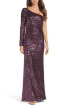 Women's Vince Camuto Ruched Sequin One-shoulder Gown - Purple