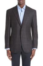 Men's Canali Classic Fit Windowpane Wool Sport Coat Us / 48 Eu S - Red