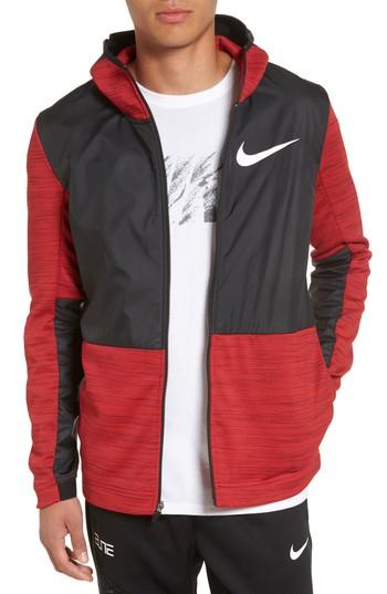 Men's Nike Therma Water Repellent Zip Hoodie, Size - Red