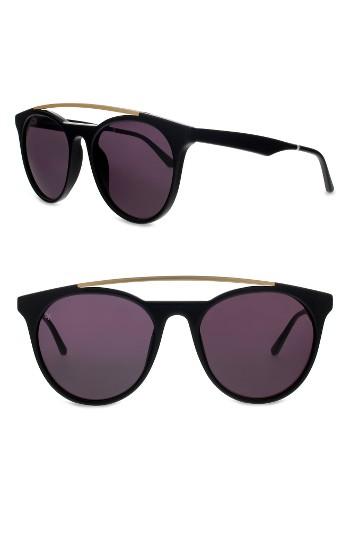 Women's Smoke X Mirrors Sugarman 52mm Round Sunglasses - Black/ Matte Gold