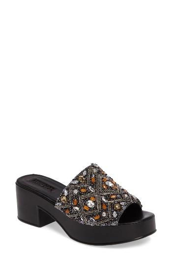 Women's Topshop Villain Beaded Platform Mule .5us / 37eu - Black