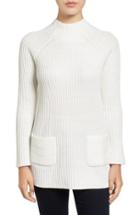 Women's Chaus Two-pocket Mock Neck Tunic Sweater - White