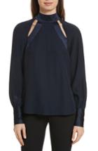 Women's Cinq A Sept Harper Cutout Silk Top - Blue