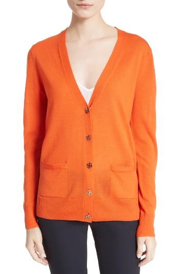 Women's Tory Burch Madeline Merino Wool Cardigan - Orange
