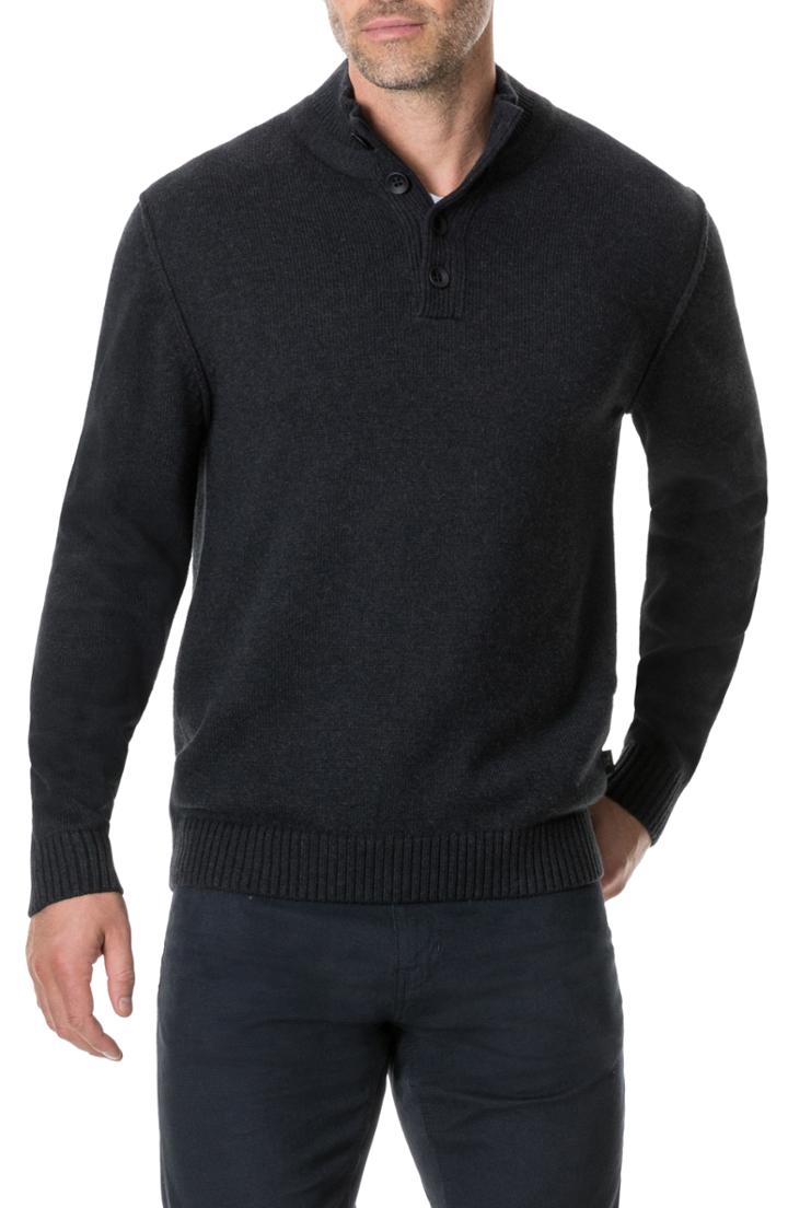 Men's Rodd & Gunn Kent Terrace Quarter Button Sweater - Grey