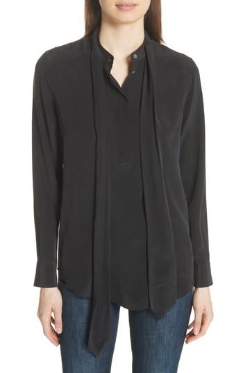 Women's Equipment Carleen Tie Neck Silk Blouse - Black