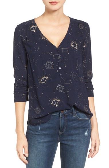 Women's Hinge Shirred Blouse - Blue