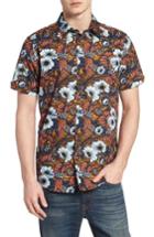 Men's Ben Sherman Psychedelic Floral Modern Fit Short Sleeve Sport Shirt, Size - Blue