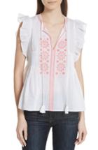 Women's Kate Spade New York Mosaic Embroidered Tassel Top, Size - White