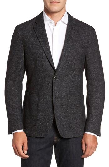 Men's Flynt Donegal Classic Fit Suede Trim Jersey Sport Coat L - Grey