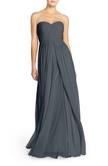 Women's Jenny Yoo Mira Convertible Strapless Chiffon Gown - Blue