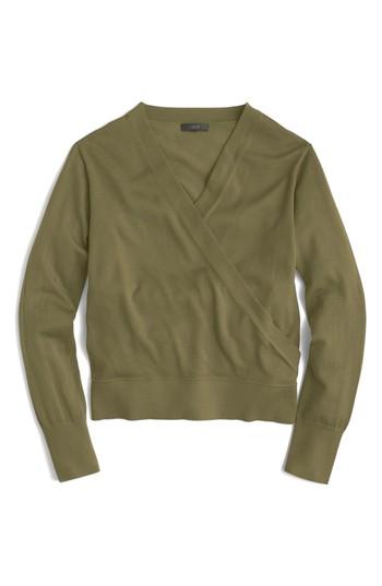 Women's J.crew Merino Wrap Sweater - Green