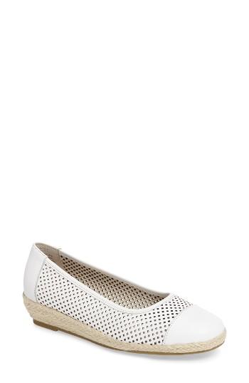 Women's David Tate Nadine Perforated Espadrille Wedge N - White