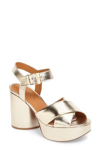 Women's Robert Clergerie Vianne Ankle Strap Platform Sandal Us / 36.5eu - Metallic