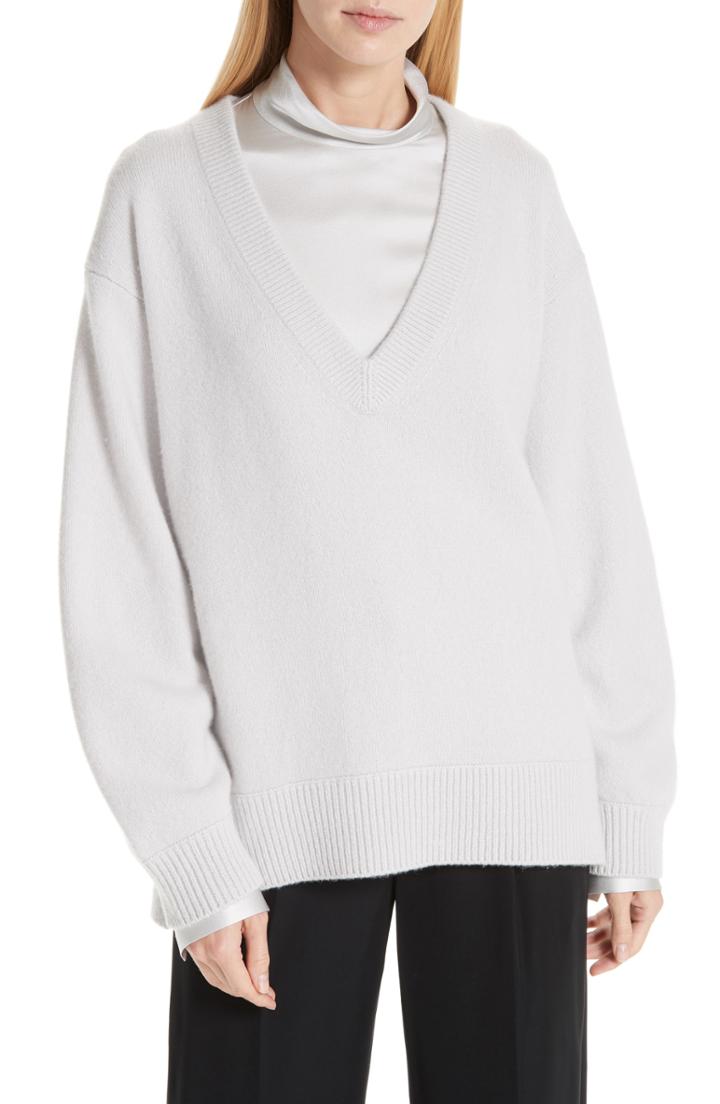 Women's Vince V-neck Cashmere Tunic - Grey