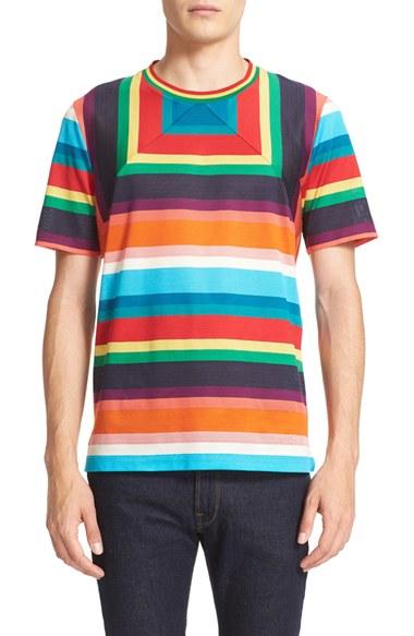 Men's Paul Smith Rasta Mesh Stripe Block T-shirt
