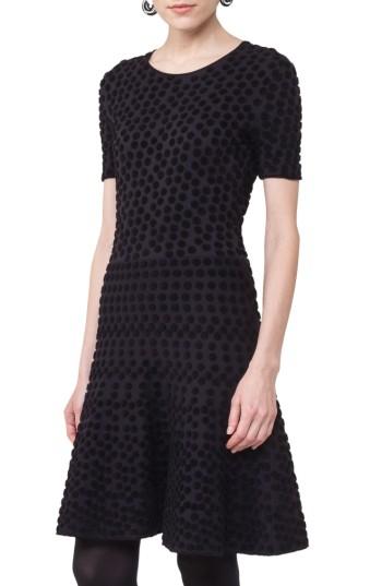 Women's Akris Punto Velvet Dot Fit & Flare Dress - Black