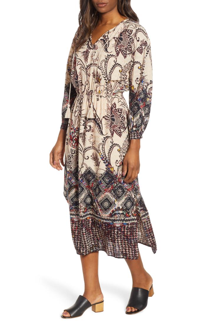 Women's Lucky Brand Border Print Midi Dress - Blue