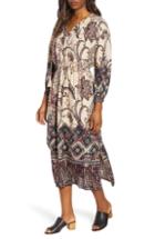 Women's Lucky Brand Border Print Midi Dress - Blue