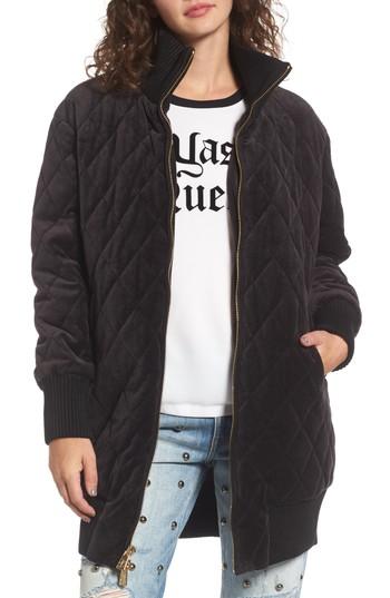 Women's Juicy Couture Velour Quilted Puffer Coat