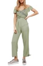 Women's Free People In The Moment Off The Shoulder Jumpsuit - Green