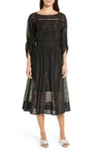 Women's Tracy Reese Long Sleeve Metallic Dot Midi Dress - Black