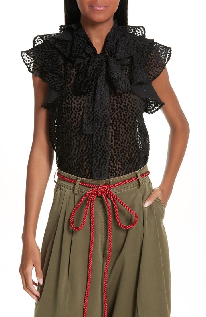 Women's Robert Rodriguez Pauline Burnout Velvet Top - Black