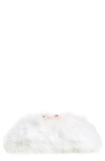 Ted Baker London Loop Bow Feather Evening Bag - White