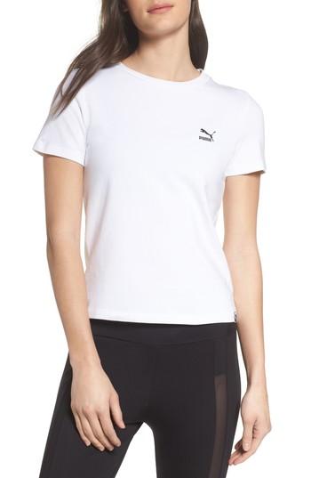 Women's Puma Logo Tee, Size - White