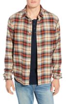 Men's Frame Classic Fit No-pocket Plaid Sport Shirt - Beige