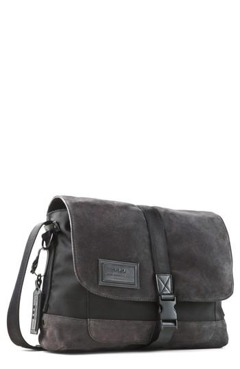 Men's John Varvatos Star Usa Suede & Ballistic Nylon Messenger Bag -