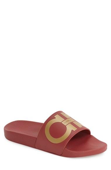 Men's Salvatore Ferragamo 'groove' Slide Sandal M - Red